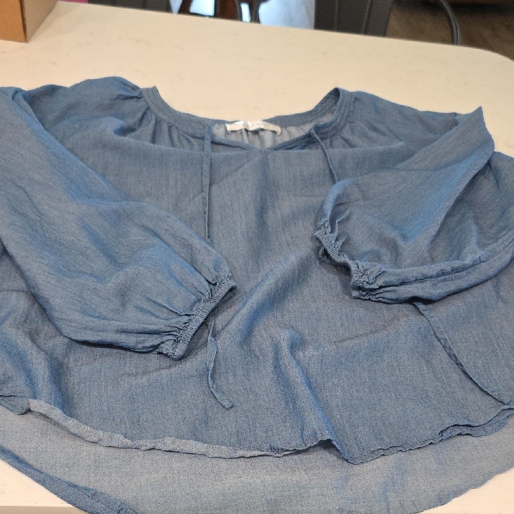 Chelsea & Theodore Denim Blue Blouse